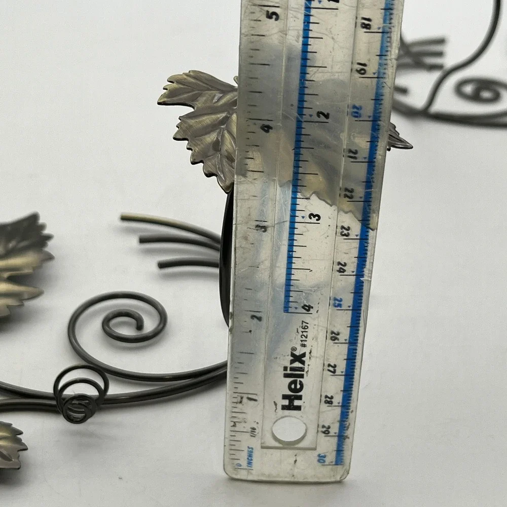 PartyLite Vintage Grape Leaf Metal Sconces Pair Bronze Tone Wall Candle Holders